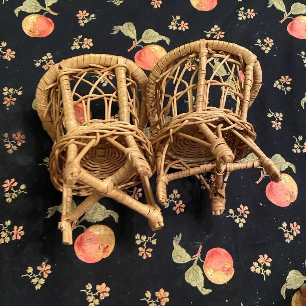 Miniature Wicker Chair and Table Set